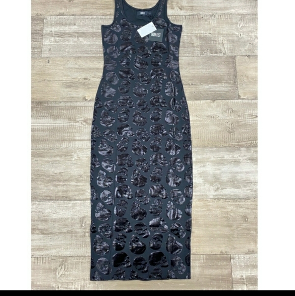 NWT IRON FIST Black Skulls Bodycon Dress Large L Cosplay Goth - Picture 2 of 6